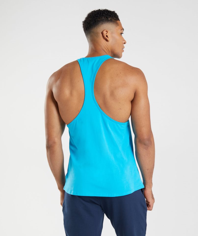 Men's Gymshark Block Stringer Tanks Turquoise | NZ 3XVMUE